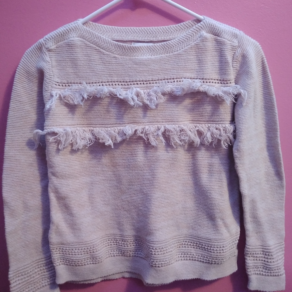 XL(14), Sweater-Shirt, Fray On Top, Light Cream Orange.